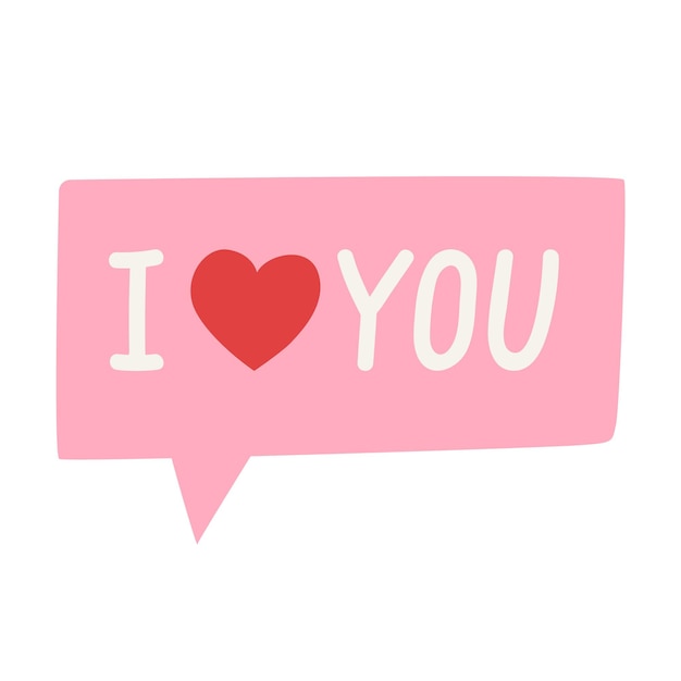 Te quiero mensaje en la burbuja de habla día de San Valentín ilustración vectorial