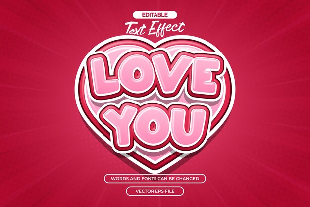Te quiero vector de efecto de texto editable