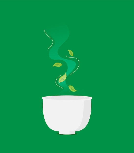 Té verde con hoja Vector plano