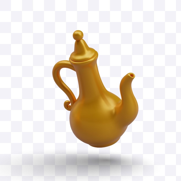 Teadera árabe de oro realista Utensilios para servir en la casa de té de un restaurante oriental