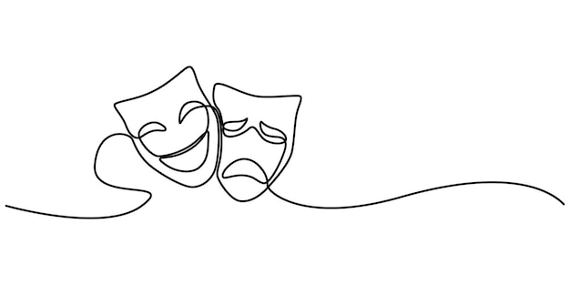 Teatro Signo Línea Icono Editable Stroke Máscara griega dibujo de una línea ópera símbolos de eventos continuos
