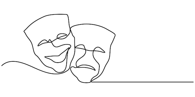 Teatro Signo Línea Icono Editable Stroke Máscara griega dibujo de una línea ópera símbolos de eventos continuos