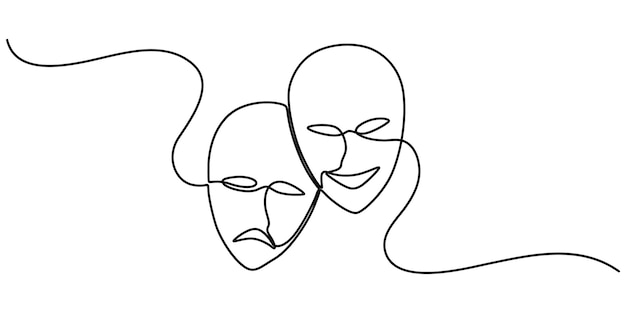 Teatro Signo Línea Icono Editable Stroke Máscara griega dibujo de una línea ópera símbolos de eventos continuos