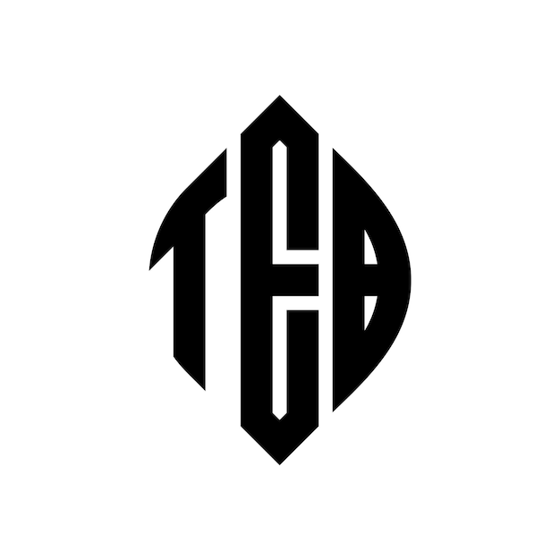 TEB diseño de logotipo de letra de círculo con forma de círculo y elipse TEB letras de elipse con estilo tipográfico Las tres iniciales forman un logotipo de círculo TEB emblema de círculo Monograma abstracto letra marca vector