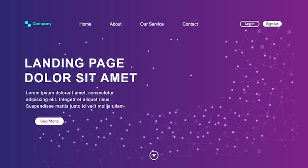 Tech landing page .dot y línea para landing page