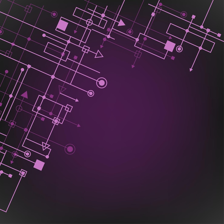 Vector techno firma símbolos fondo de color púrpura