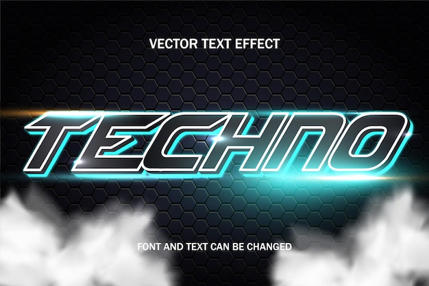 Techno fuente azul tipografía letras efecto de texto editable 3d estilo de fuente plantilla fondo banner