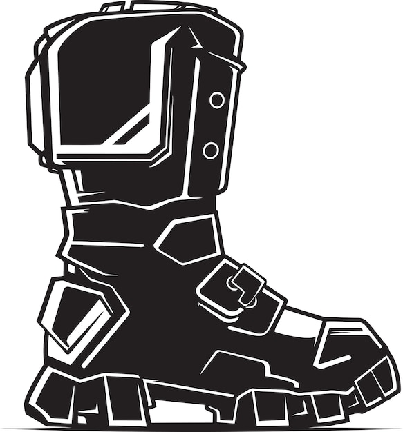 Techno Trek Botas futuristas Diseño del emblema Digital Dash Botas Hi Tech Sci Fi en Vector Negro