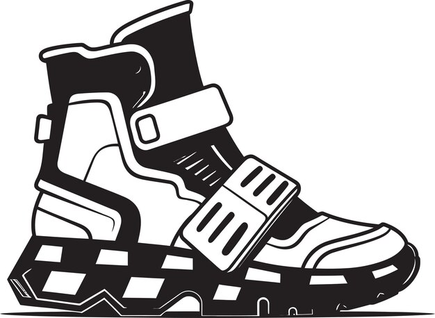 TechnoTrek Diseño elegante del logotipo del icono del logotipo negro Botas NeoNimbus Vector Icono del logotipo negra de Futuristi