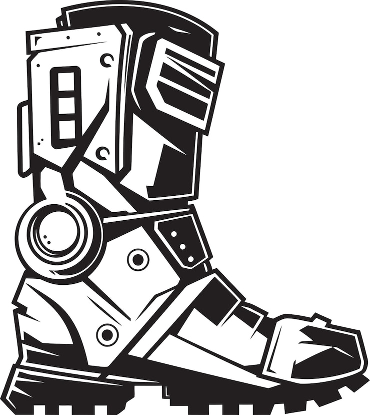 Vector technotrek hi tech sci fi botas emblema en vector digitaldash diseño elegante y icónico de botas futuristas