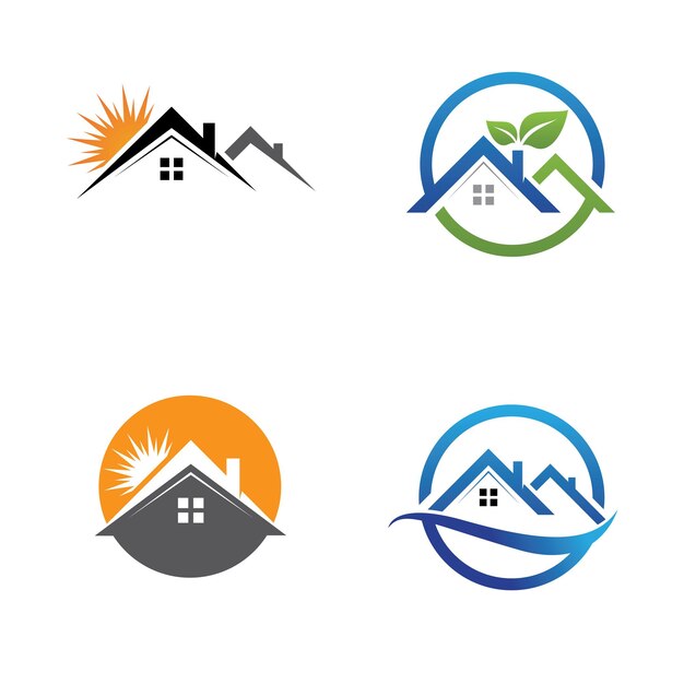 Techo de la casa del logotipo inmobiliario relacionado con el logotipo de la propiedad