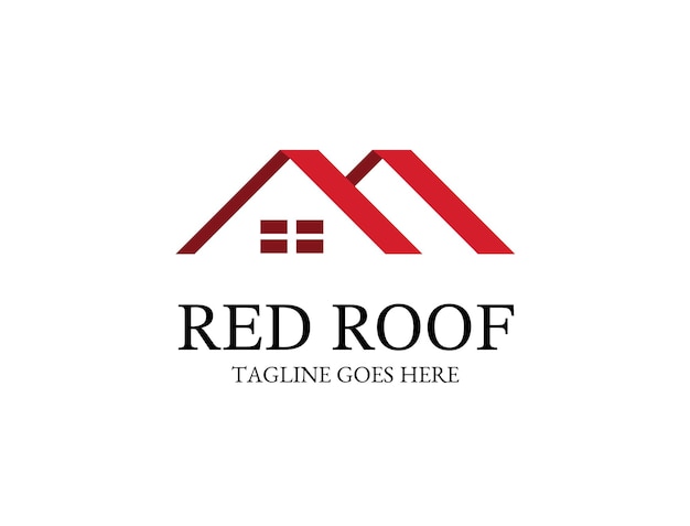 Techo rojo para logotipo de diseño de vivienda o casa