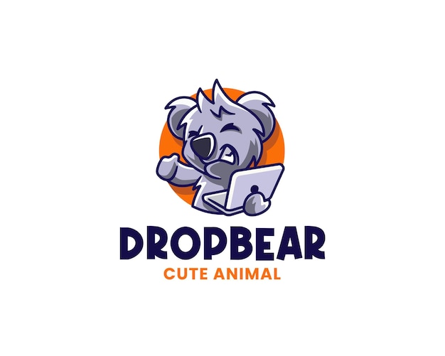 Techy Drop Bear con plantilla de logotipo de portátil