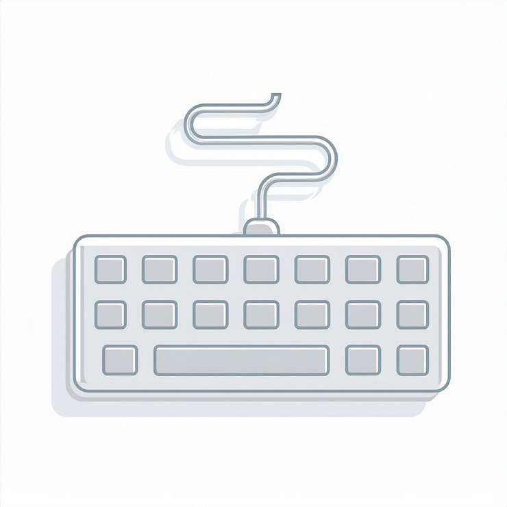 Vector un teclado de computadora blanco con un fondo azul y blanco