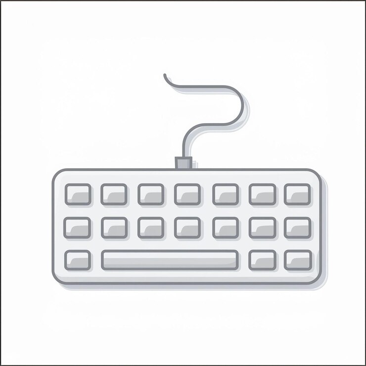 Vector un teclado de computadora blanco con un fondo blanco con un botón blanco que dice cita el número 5 qu