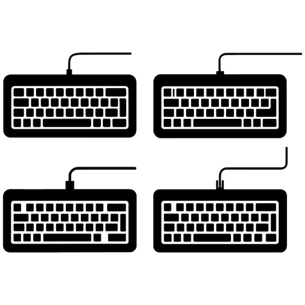 un teclado de computadora blanco y negro con las letras s en la parte inferior