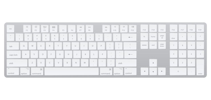 Vector teclado de computadora laptop aislada tecla gris tablero de botones para pc digital imagen moderna de teclado de computadora ilustración de vector plano