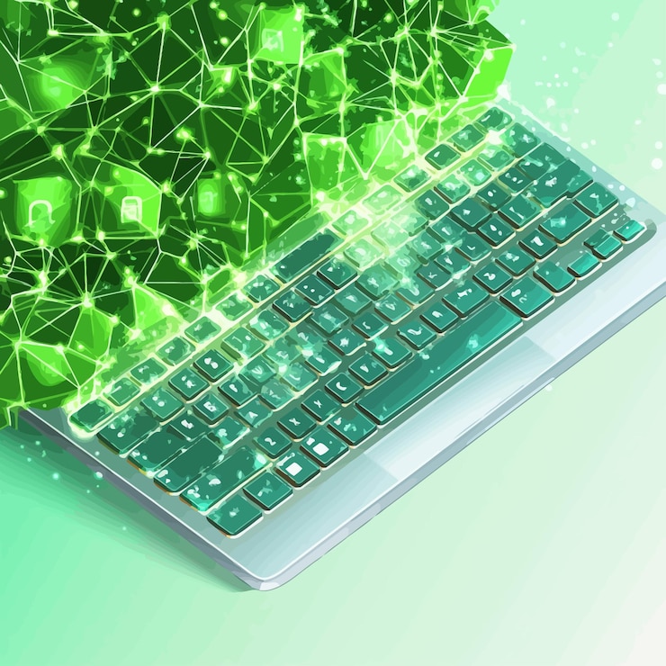 Vector un teclado de computadora con las letras " lg " en la parte superior