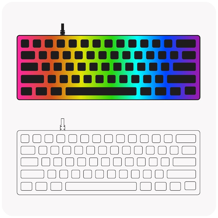Vector un teclado de computadora con las letras q y el número 5 en la parte inferior