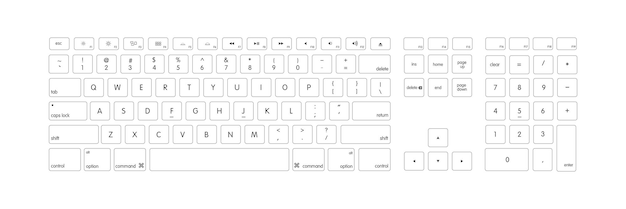El teclado de la computadora portátil y la computadora aislada en blanco icono de botón de tecla moderno Vector