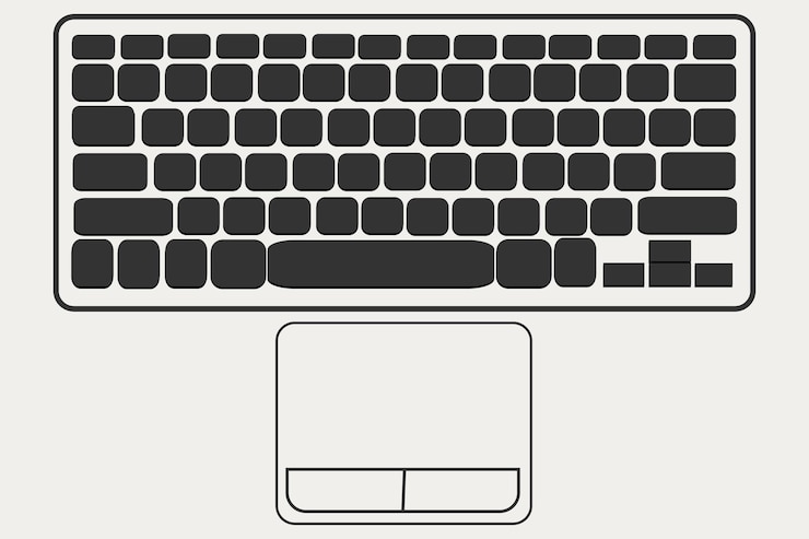 Vector teclado de computadora portátil en la ilustración de vector de estilo plano