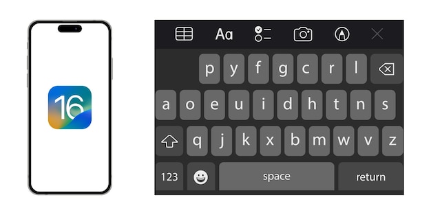 Vector el teclado de ios 16 kiev ucrania 8 de diciembre de 2022