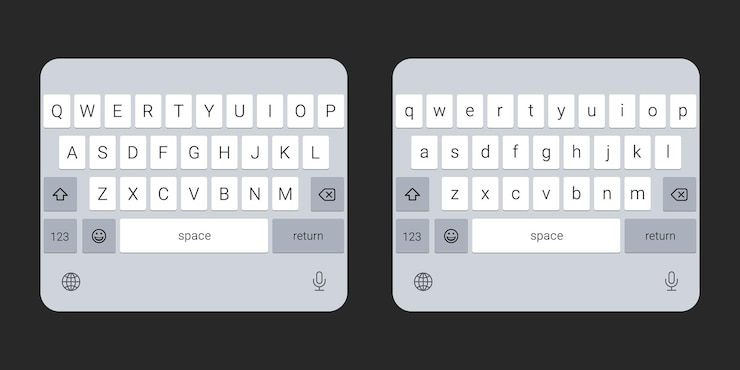 Vector teclado moderno blanco de un teléfono inteligente con fondo transparente