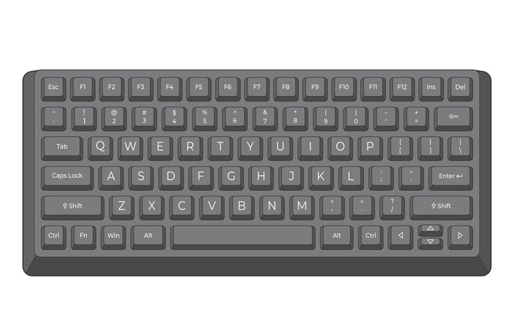 Vector teclado negro con contorno y letras en estilo de volumen minimalista ilustración del teclado en estilo moderno simple