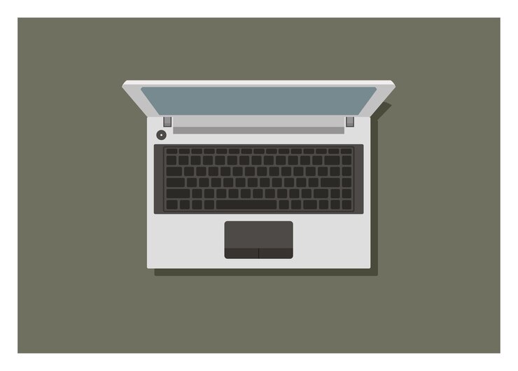 Vector teclado de portátil vista superior ilustración plana sencilla