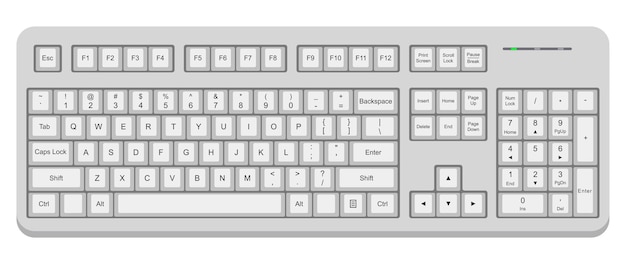 Vector teclado qwerty de computadora blanco. ilustración de vector plano simple aislado sobre fondo blanco