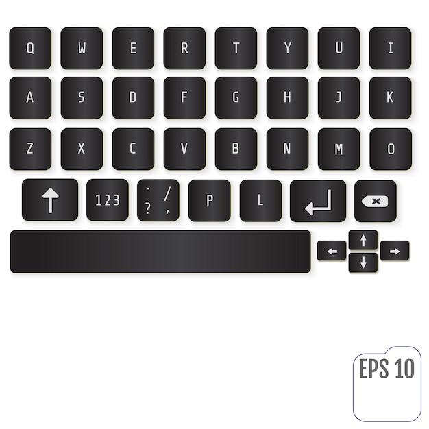 Teclado realista moderno para smartphone o tablet pc con botones alfabéticos teclado moderno vectorial