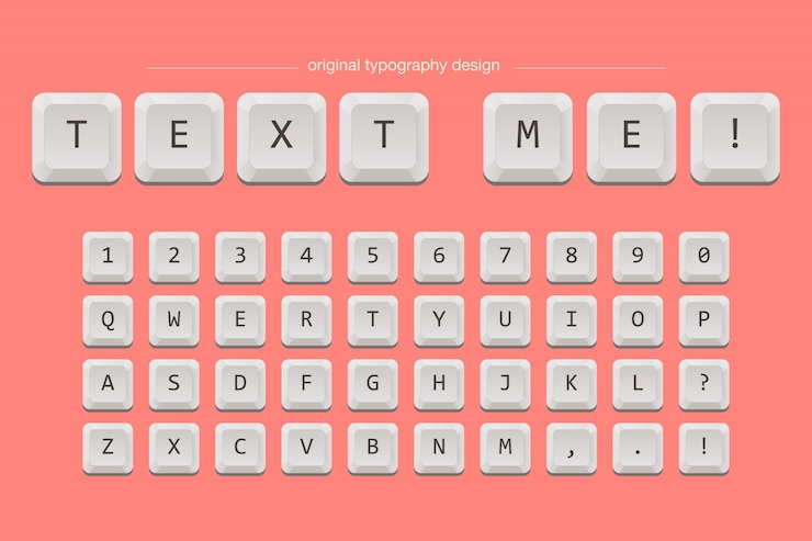 Vector teclado teclas tipografía fuente