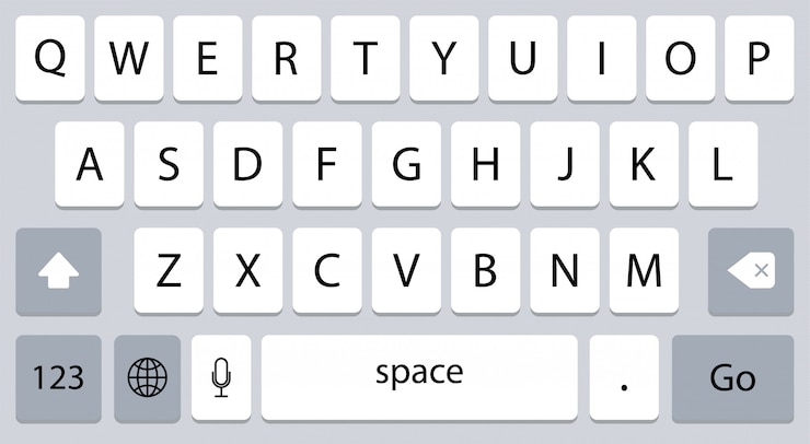 Vector teclado de teléfono inteligente, botones del alfabeto