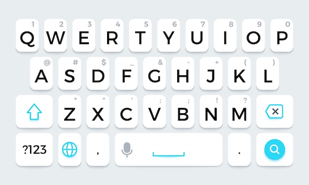 Vector teclado del teléfono teclado del teléfono celular con letras e iconos de teléfono. conjunto de vectores aislados