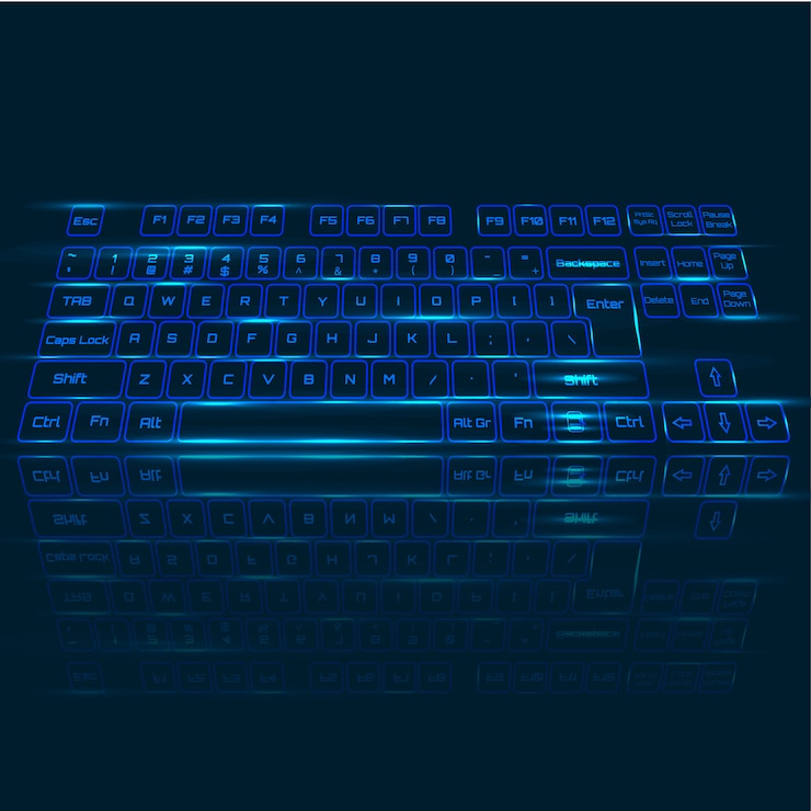 Vector teclado virtual en vista en perspectiva
