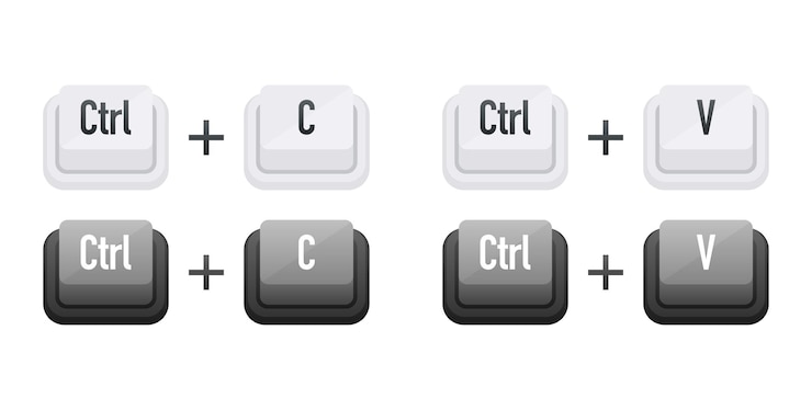 Vector teclas de teclado ctrl c y ctrl v teclas de acceso directo