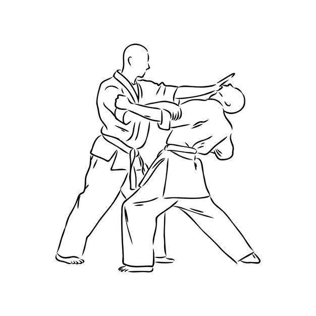 Técnica de Jiu Jitsu brasileño en dibujo vectorial de jiu jitsu de ilustración vectorial