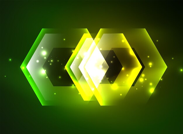 Tecno hexágonos de vidrio brillantes fondo vectorial