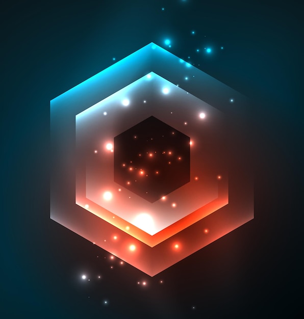 Tecno hexágonos de vidrio brillantes fondo vectorial