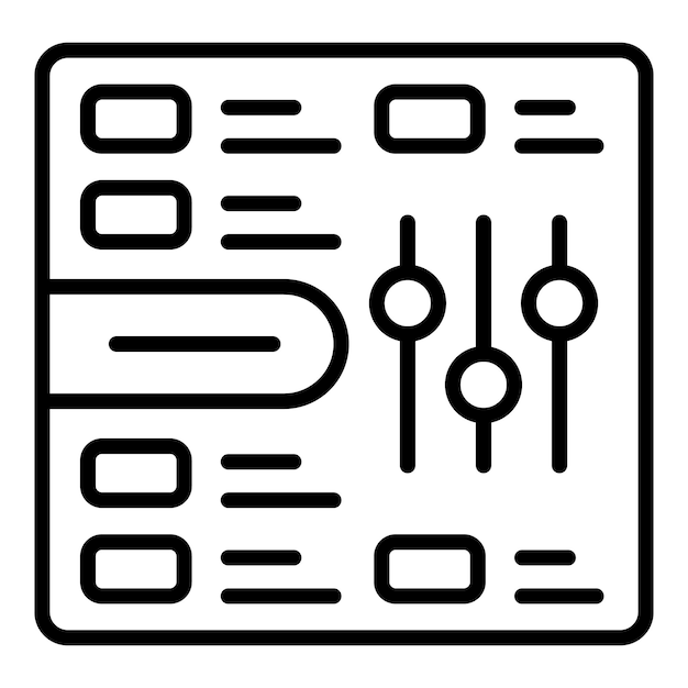 Tecno sintetizador icono contorno vector Dj música instrumento de audio