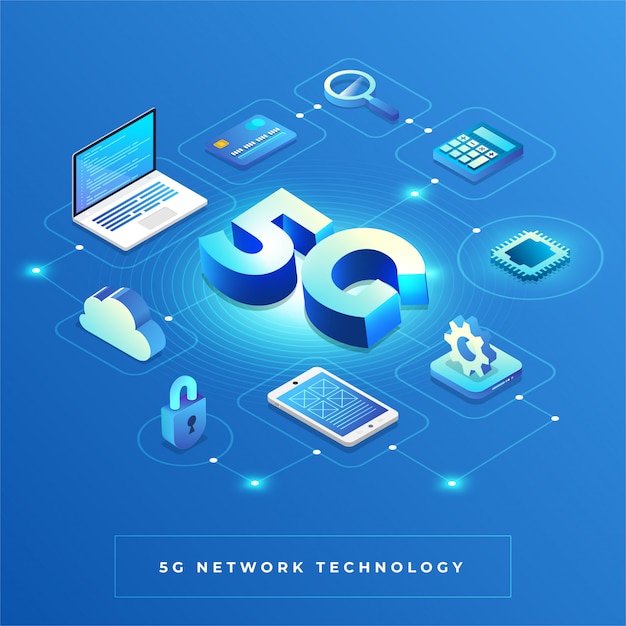 Tecnología 5g isométrica