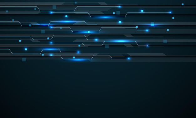 Tecnología abstracta circuito azul diseño cibernético futurista vector de fondo creativo moderno