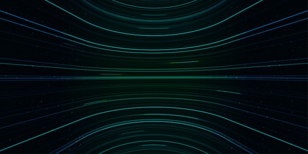 Tecnología abstracta concepto digital futurista líneas de color verde brillante con perspectiva de efecto de iluminación