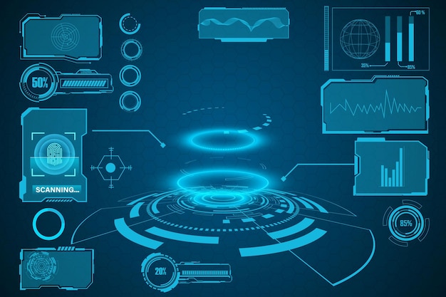 tecnología abstracta concepto futurista interfaz hud elementos de holograma de datos digitales y círculo