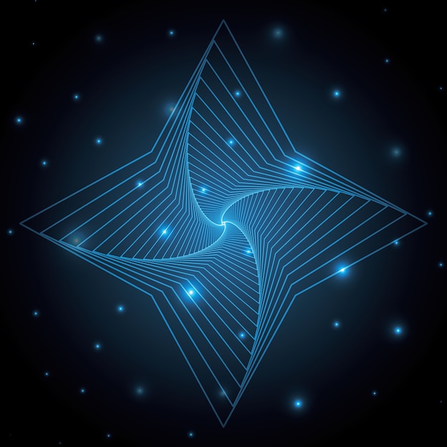 Tecnología abstracta estrella geométrica línea arte vector illustration
