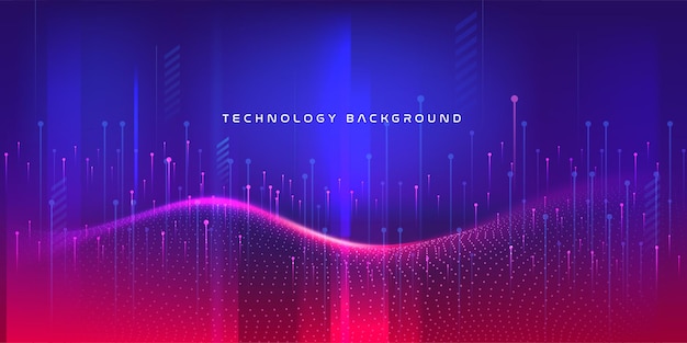 tecnología abstracta fondo de gradiente azul y rojo con redes tecnológicas fondo creativo