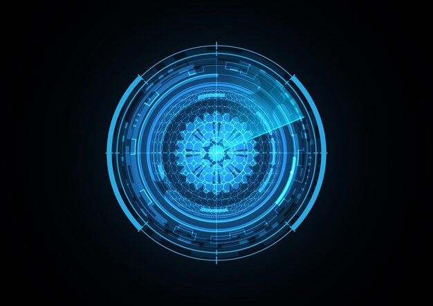 Tecnología abstracta futura flor radar seguridad círculo fondo vector ilustración