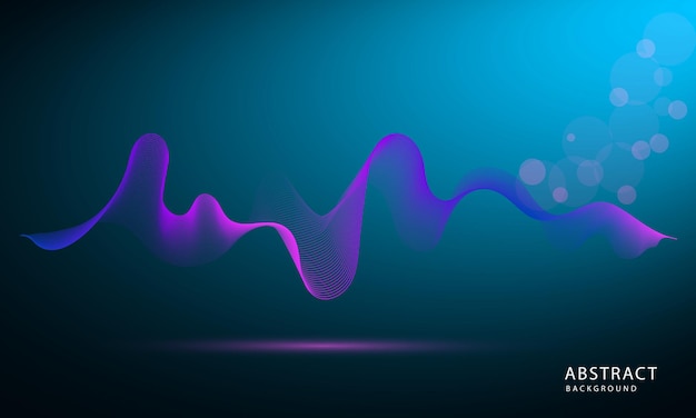 Tecnología abstracta, futurista, concepto de fondo de línea Wave. velocidad y desenfoque de movimiento sobre azul oscuro