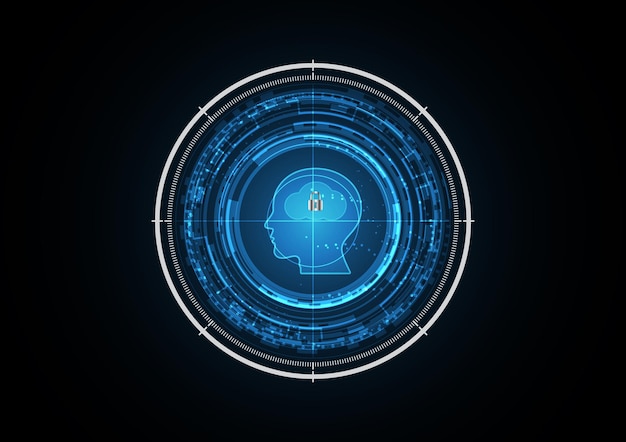 Vector tecnología abstracta futuro bloqueo nube cabeza humana radar seguridad círculo fondo vector ilustración