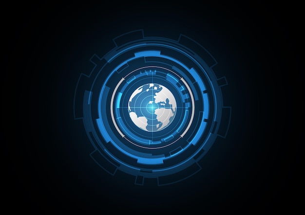 Tecnología abstracta futuro globo radar seguridad círculo fondo vector ilustración